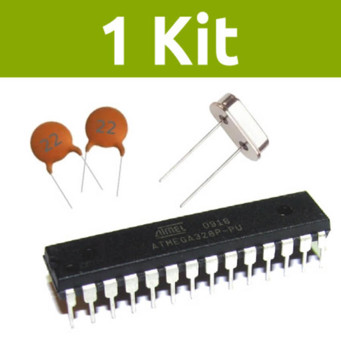 Kit com 1 Atmega328p-PU + 1 Cristal + 2 Capacitores