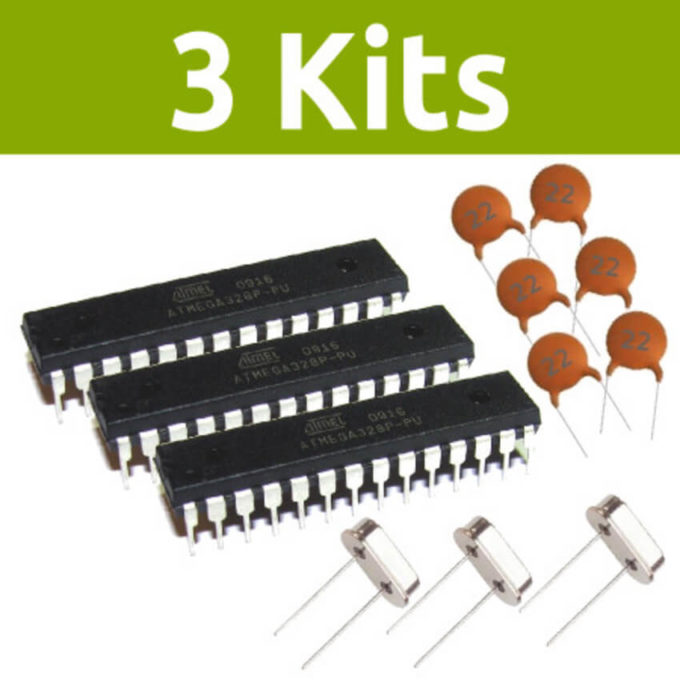 Kit com 3 Atmega328p-PU + 3 Cristal + 6 Capacitores