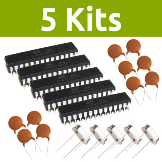 Kit com 5 Atmega328p-PU + 5 Cristal + 10 Capacitores