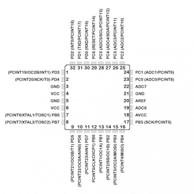 Microcontrolador Atmega328P-AU SMD