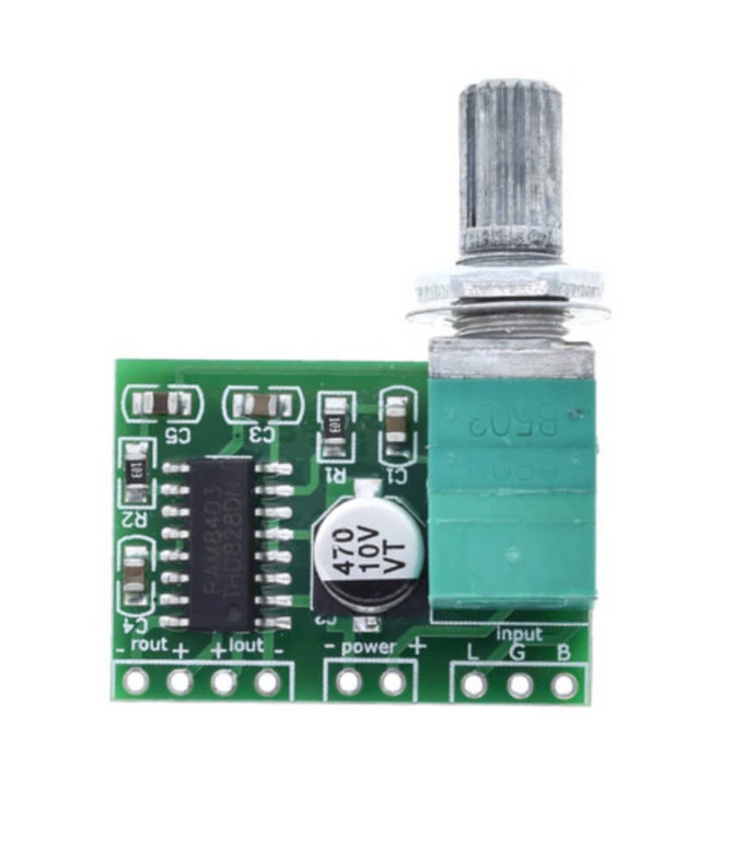 Mini Amplificador de Som PAM8403 Estéreo 2 Canais 3W + 3W com Ajuste