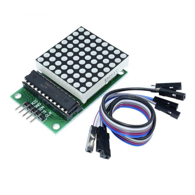 O Módulo Matriz 8x8 de Leds com Max7219 já é enviado montado com drive Max7219 podendo controlar um display de LEDs 8x8.