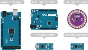 variedades-arduino Diversos Modelos de Placas Arduino - Uma imagem mostrando diferentes tipos de placas Arduino disponíveis no mercado.