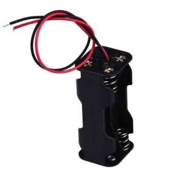 O Suporte Compacto para 4 Pilhas AA - Sem Plug é ideal para projetos que necessitam 6VDC de alimentação. Possui terminais vermelho e preto para conexão.