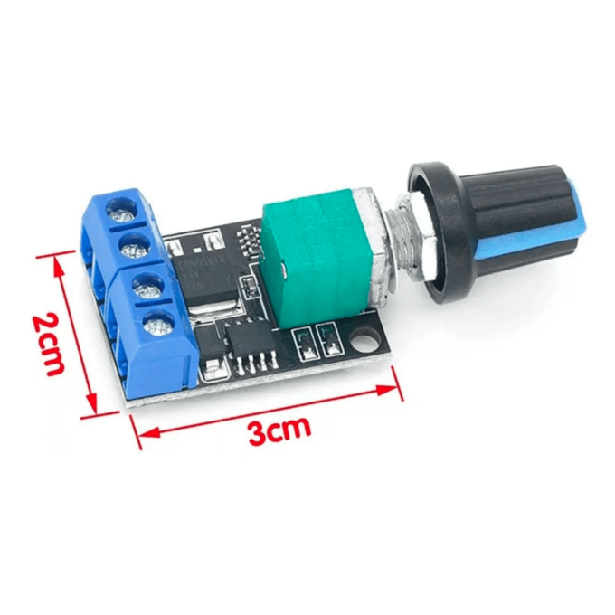 O Módulo Controlador PWM 5V~16V - 10A é utilizado para controle de velocidade de motores DC, retirando a necessidade da utilização direta de microcontroladores, como o Arduino.