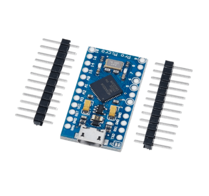 A Placa Pro Micro Arduino - ATmega32U4 possui o tamanho reduzido e utiliza o microcontrolador ATmega32U4, mesmo chip presente na placa compatível com Arduino, Leonardo R3.