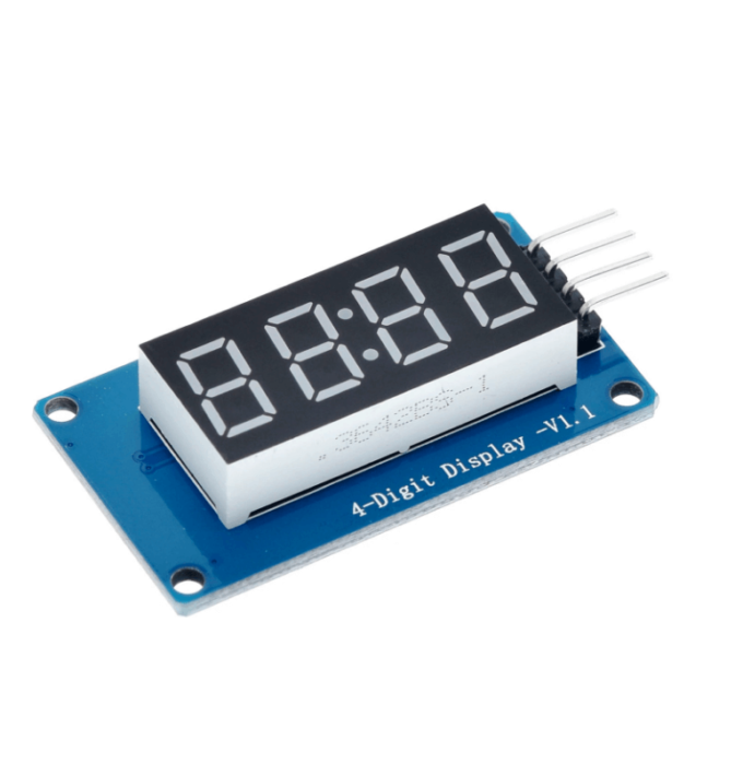 O Módulo Display 4 Dígitos 7 Segmentos - TM1637, é ideal para projetos que envolvem temperatura, relógio, contadores, dentre outros.