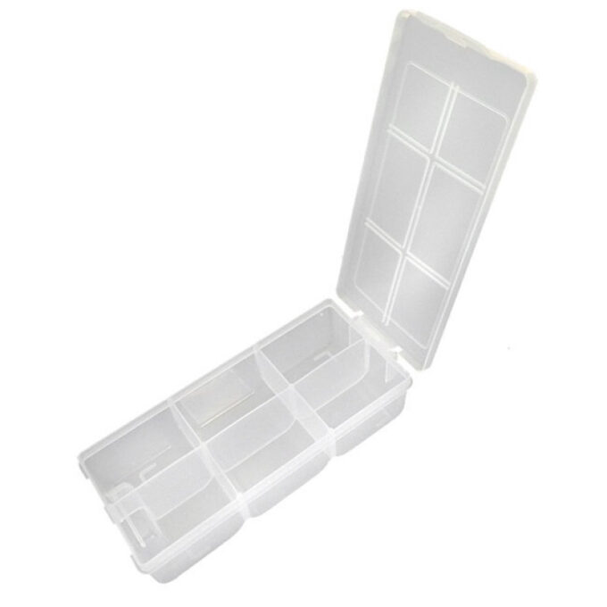 A Maleta organizadora 117 - 19,5 x 8,5 x 4,5 cm possui 6 divisórias fixas, ideal para organizar seus componentes eletrônicos ou o material que desejar.