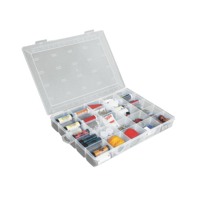 A Maleta organizadora UT-120 - 33 x 24 x 4,9 cm possui 25 divisórias fixas, sendo ideal para organizar seus componentes eletrônicos ou qualquer material que desejar.